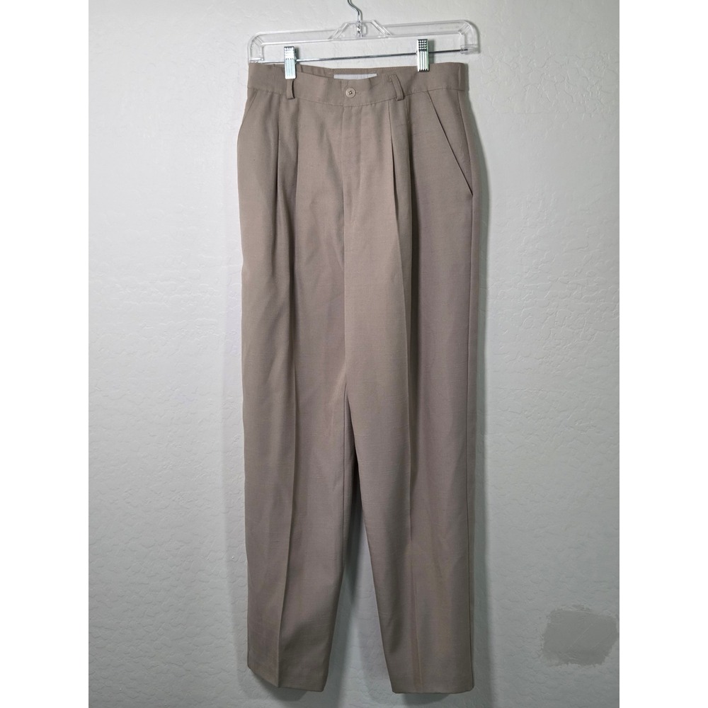 Joan Walters Vintage High Waisted Pleated Trouser Khaki Tan Tapered Pants Size 8